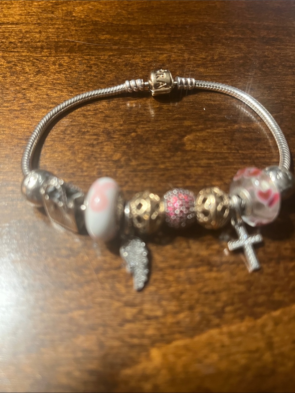 Pandora Silver Bracelet with 10 Charms with Gold and Silver Accents - Picture 2 of 8